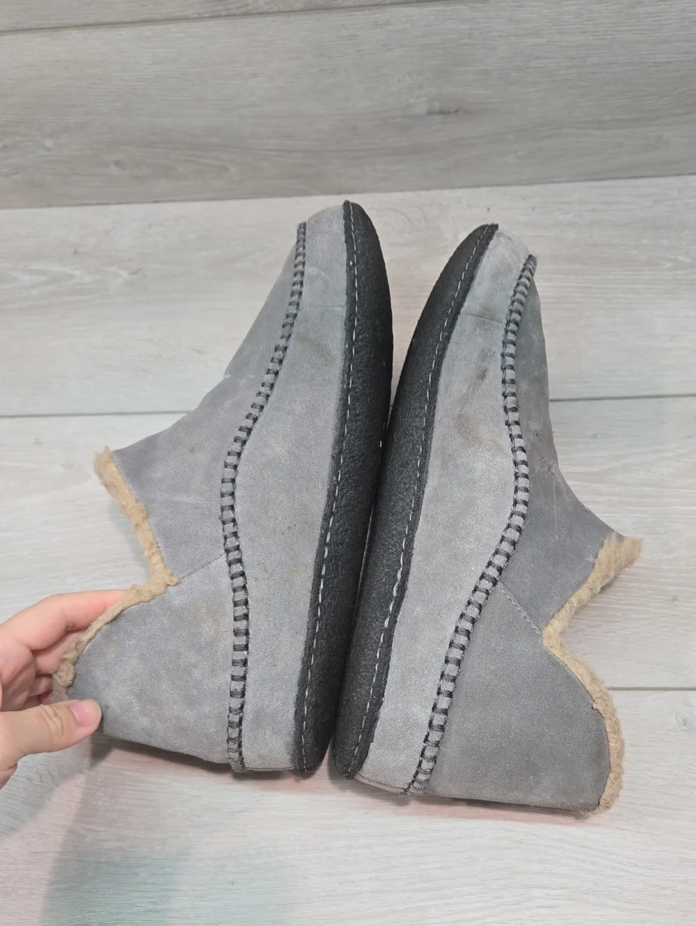 Sorel Men's Gray High Top Suede Fleece-Lined Slip-On Shoes Boots Sz 11